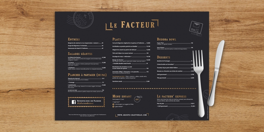 Le Facteur carte menu